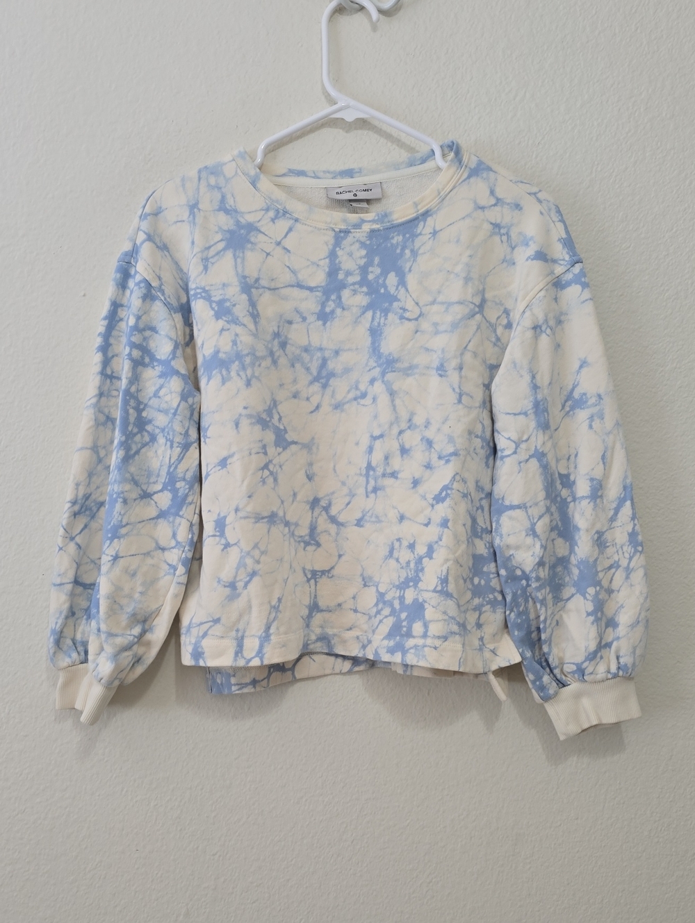Rachel Comey Cream and Light Blue Tie-Dye Pullover Sweatshirt XS